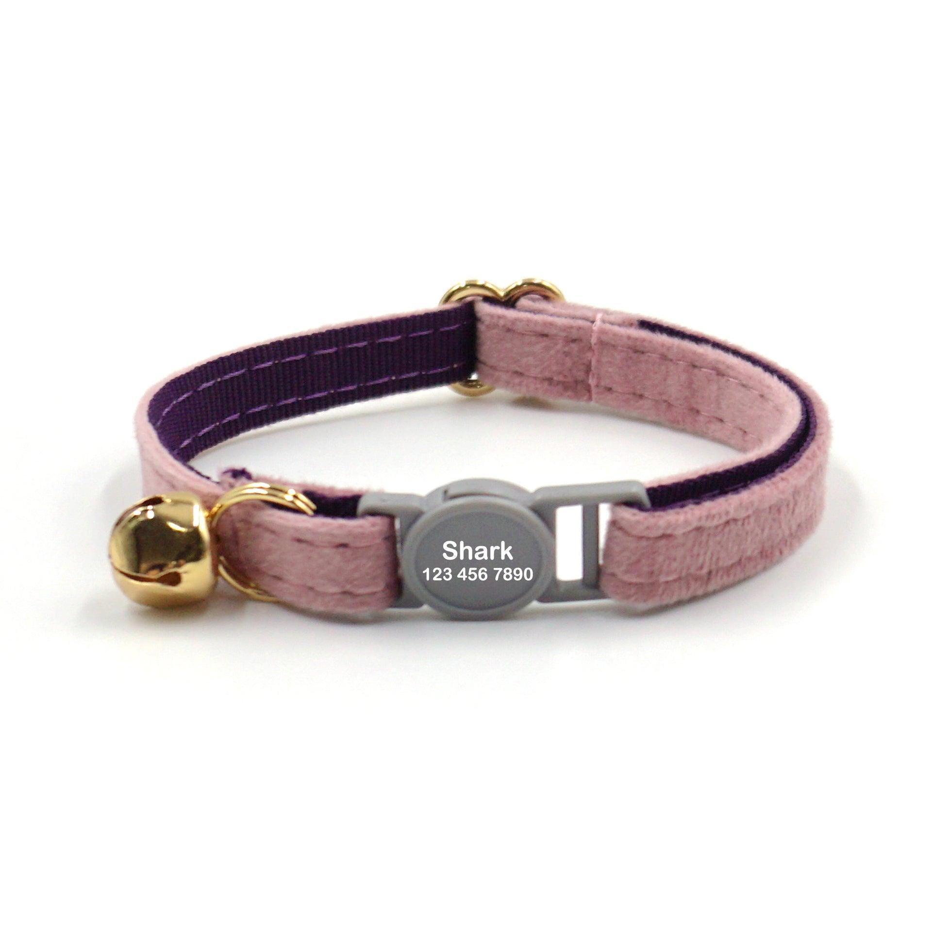 Breakaway Velvet Personalized Cat Collar with Bell - iTalkPet