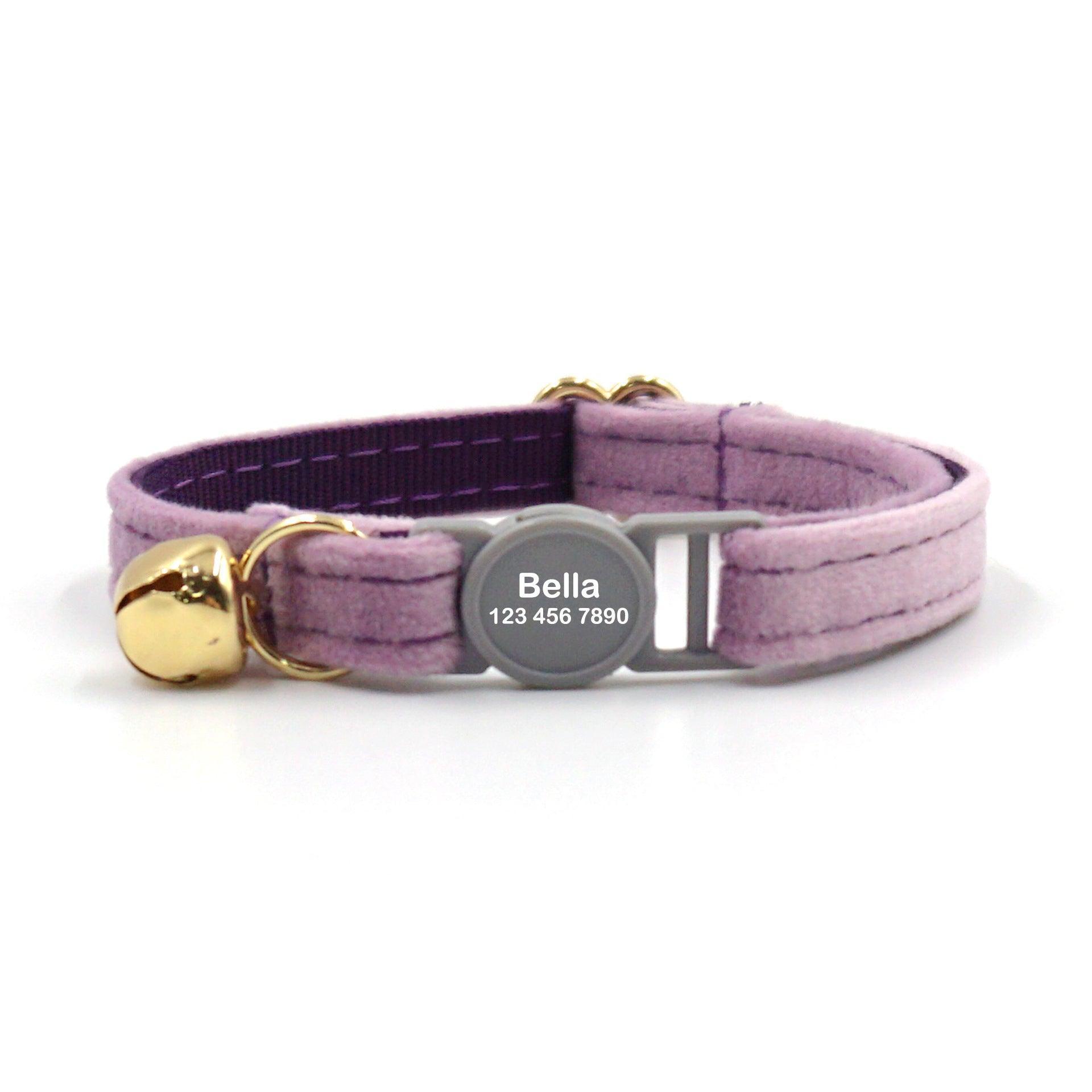 Breakaway Velvet Personalized Cat Collar with Bell - iTalkPet