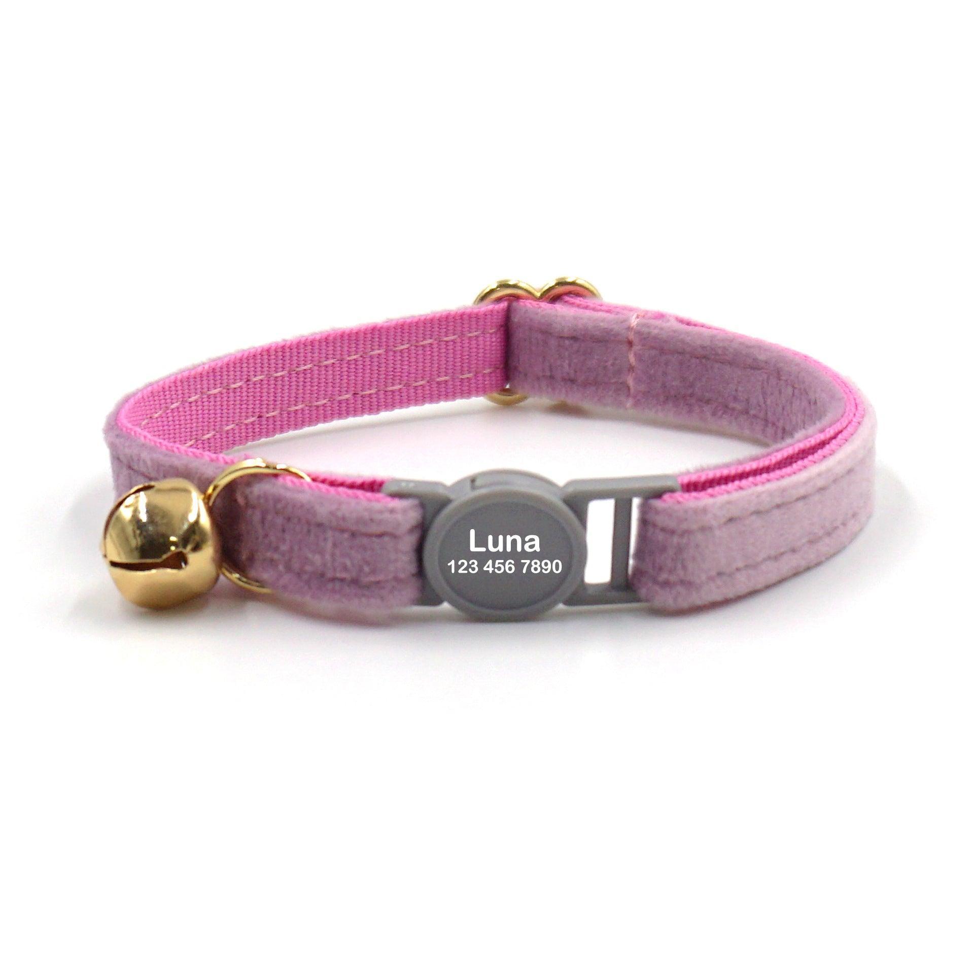 Breakaway Velvet Personalized Cat Collar with Bell - iTalkPet