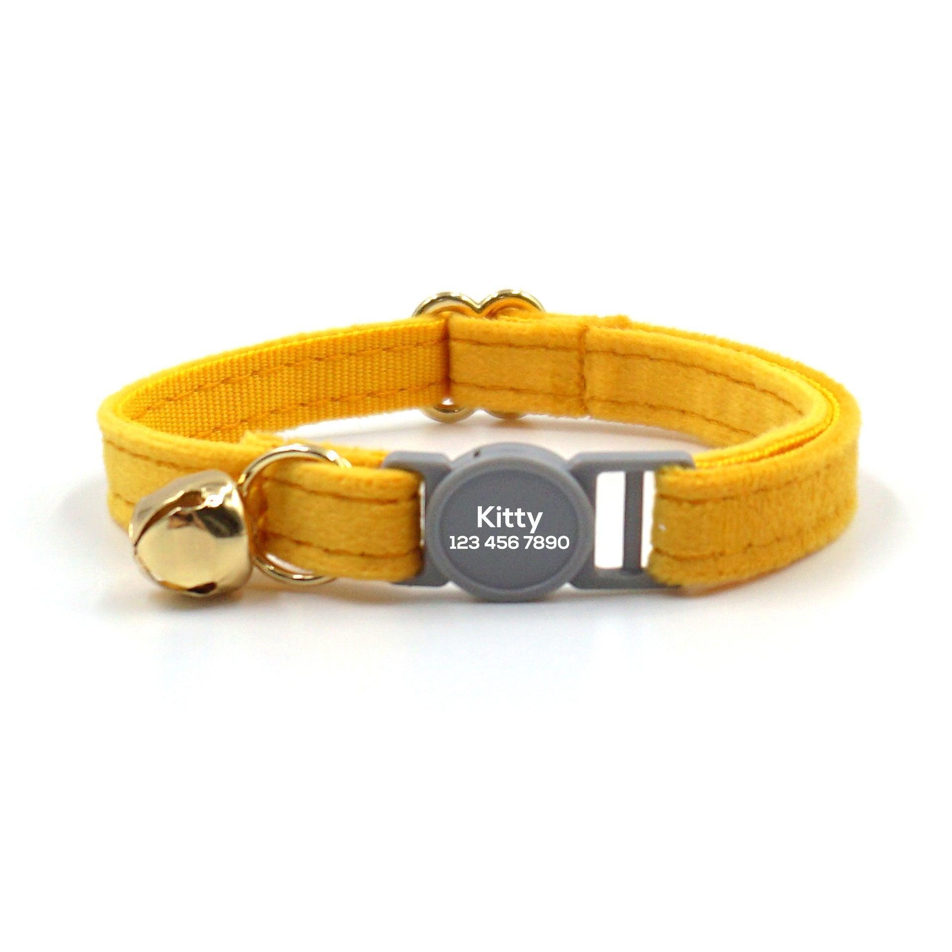 Breakaway Velvet Personalized Cat Collar with Bell - iTalkPet