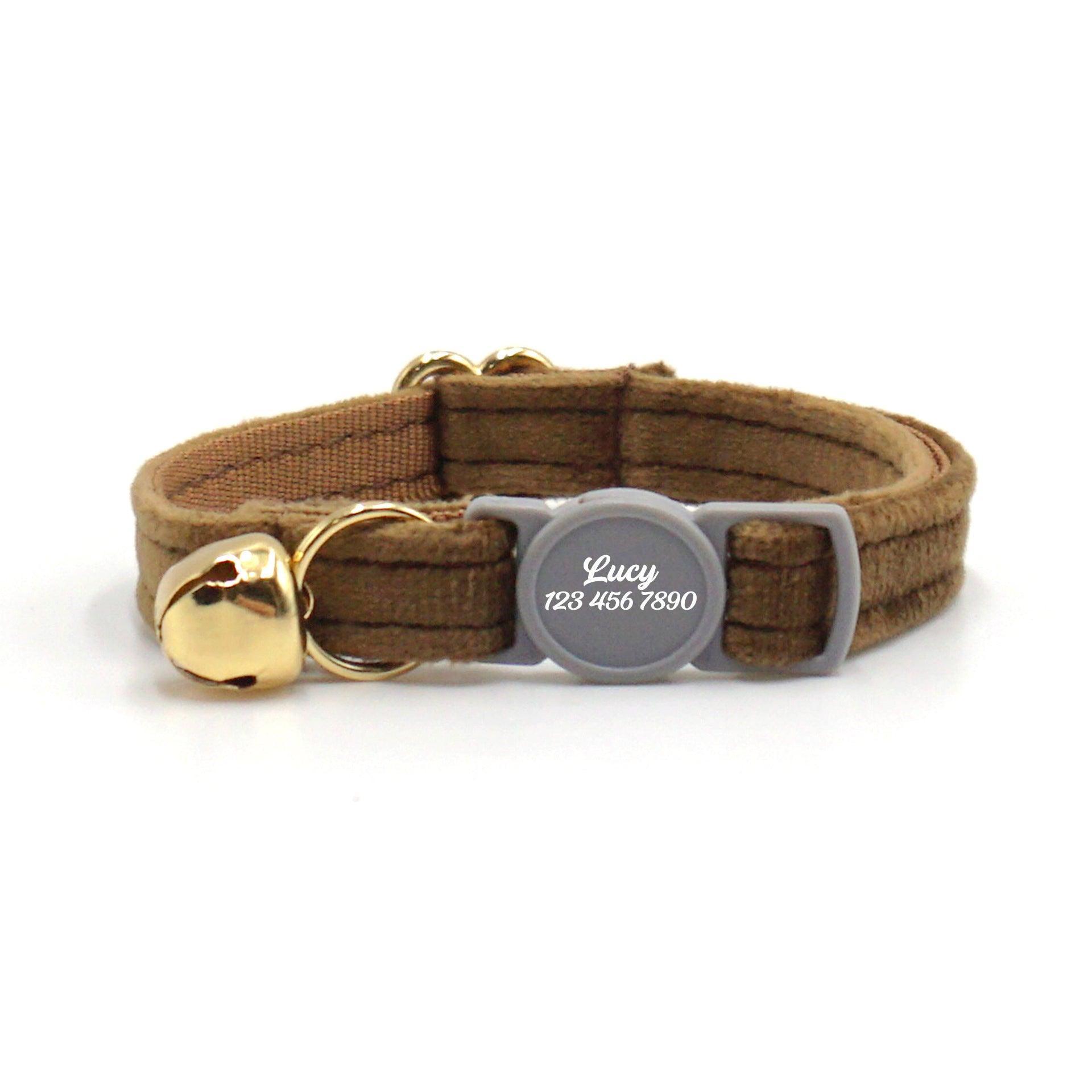 Breakaway Velvet Personalized Cat Collar with Bell - iTalkPet