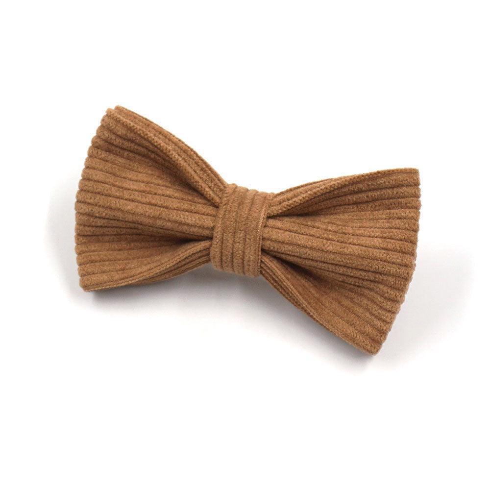 Brown Stripe Velvet Personalized Dog Collar Leash Harness Bowtie Set - iTalkPet