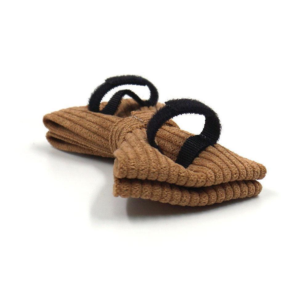 Brown Stripe Velvet Personalized Dog Collar Leash Harness Bowtie Set - iTalkPet