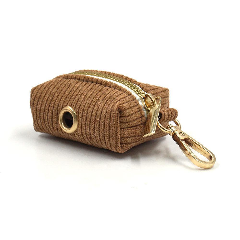 Brown Stripe Velvet Personalized Dog Collar Leash Harness Bowtie Set - iTalkPet