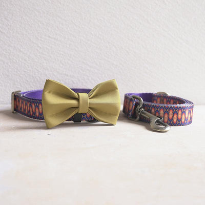 Candle Flame Personalized Dog Collar with Leas & Bow tie Set - iTalkPet