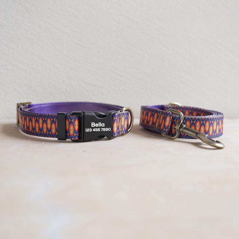 Candle Flame Personalized Dog Collar with Leas & Bow tie Set - iTalkPet
