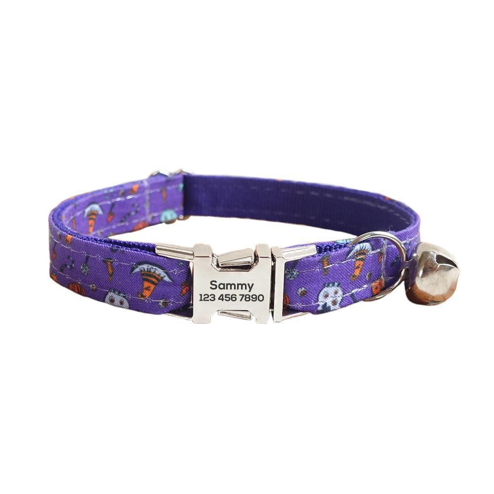 Christmas Halloween Adjustable Personalized Cat Collar With Removable Bell & Bowtie - iTalkPet