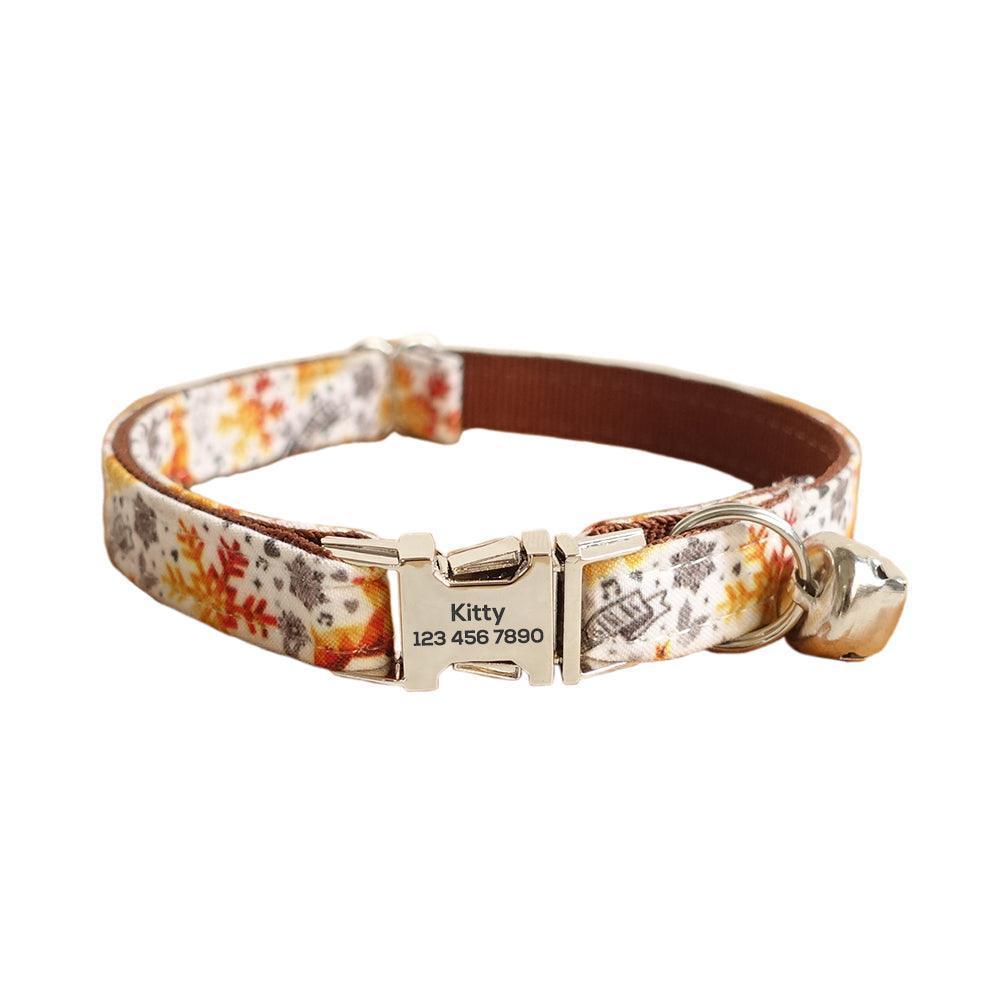 Christmas Halloween Adjustable Personalized Cat Collar With Removable Bell & Bowtie - iTalkPet