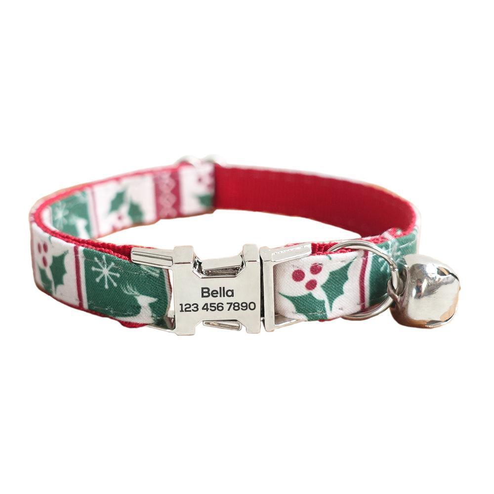 Christmas Halloween Adjustable Personalized Cat Collar With Removable Bell & Bowtie - iTalkPet