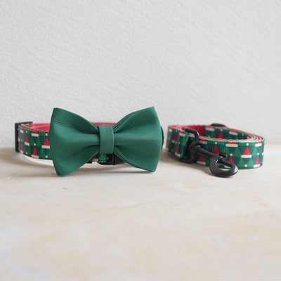 Christmas Hat Personalized Dog Collar with Leas & Bow tie Set - iTalkPet