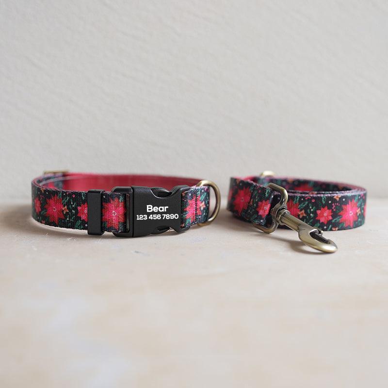 Christmas Personalized Dog Collar with Leas & Bow tie Set - iTalkPet