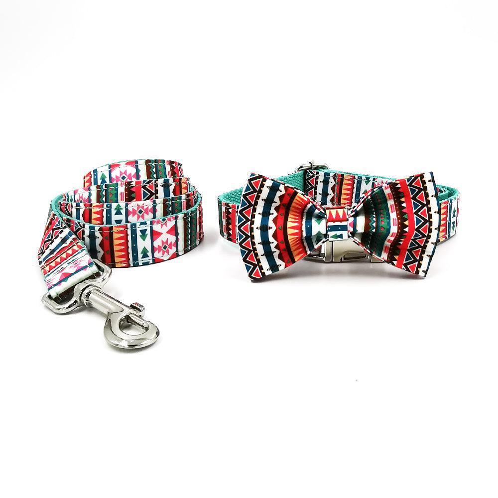 Color Print Personalized Dog Collar with Bow Tie & Leash Set - iTalkPet