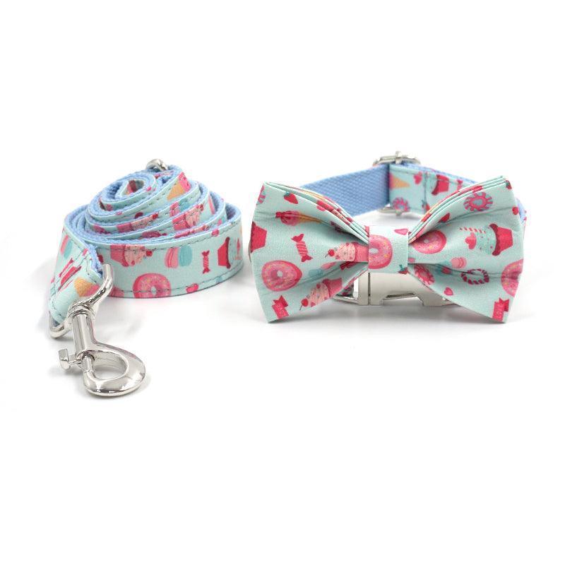 Color Print Personalized Dog Collar with Bow Tie & Leash Set - iTalkPet