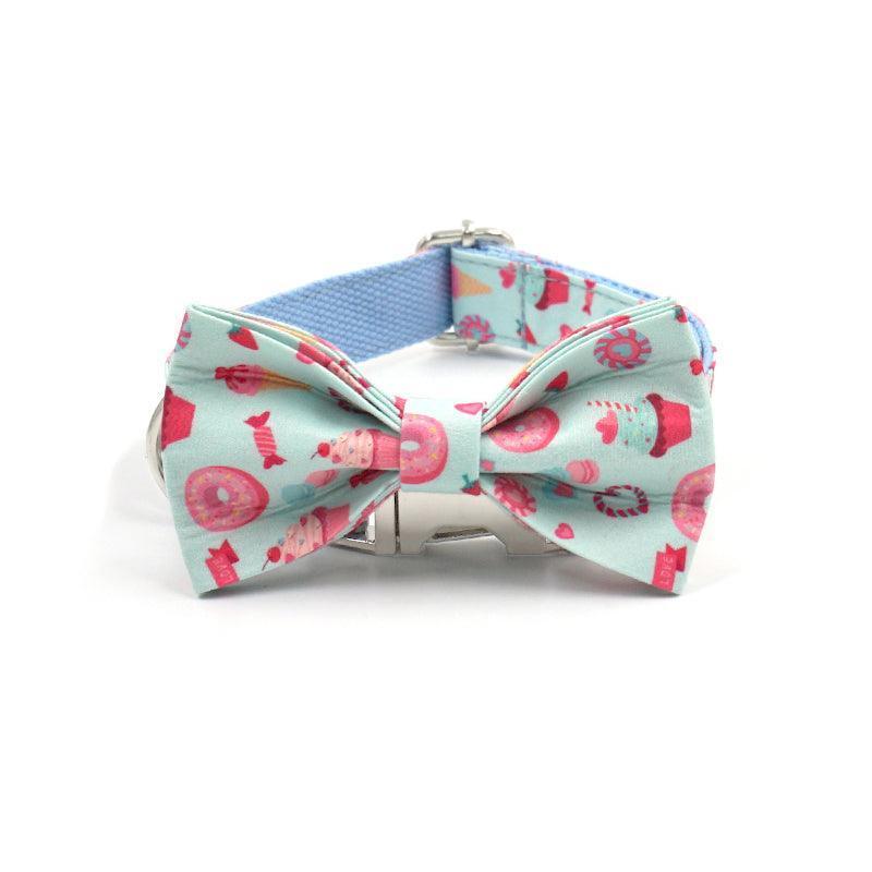 Color Print Personalized Dog Collar with Bow Tie & Leash Set - iTalkPet