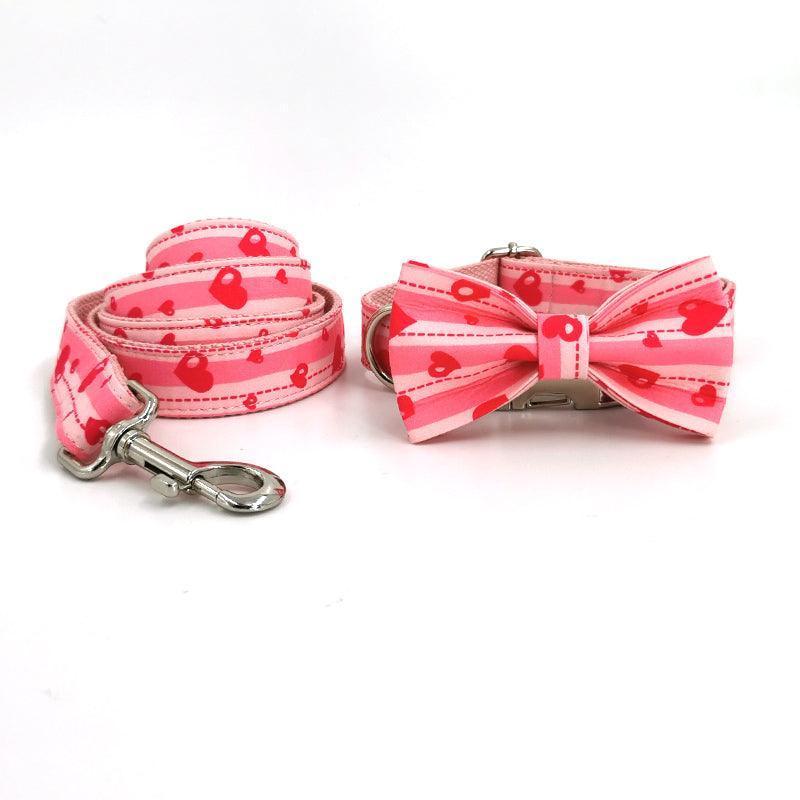 Color Print Personalized Dog Collar with Bow Tie & Leash Set - iTalkPet