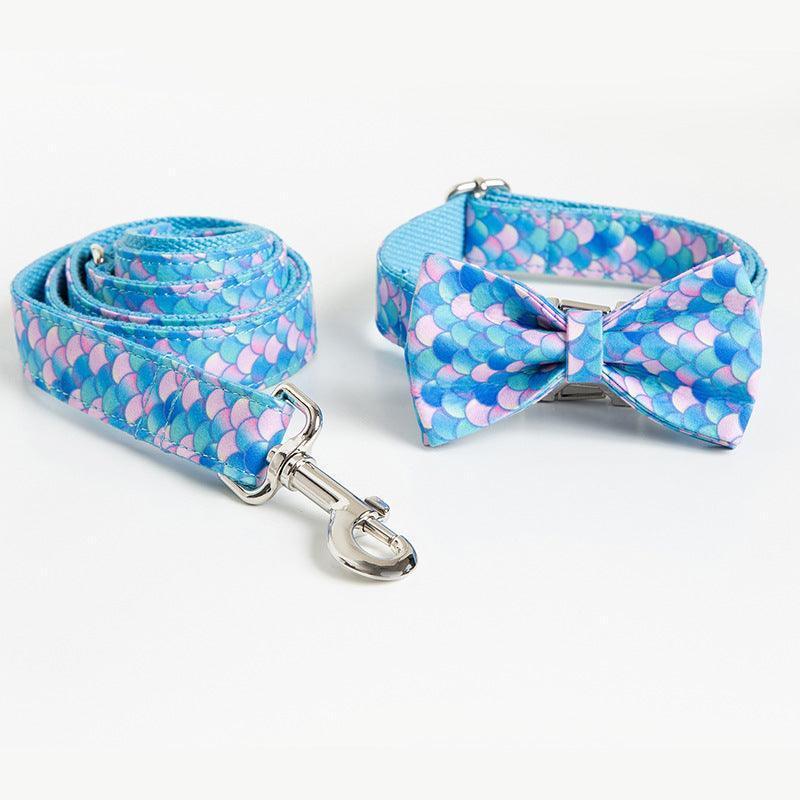 Color Print Personalized Dog Collar with Bow Tie & Leash Set - iTalkPet