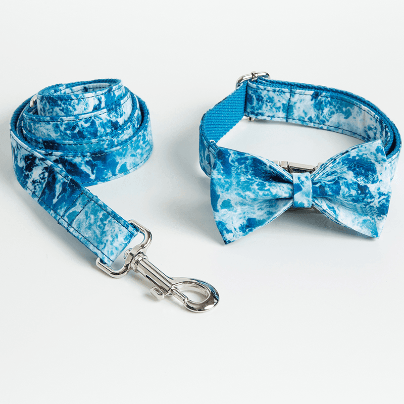 Color Print Personalized Dog Collar with Bow Tie & Leash Set - iTalkPet