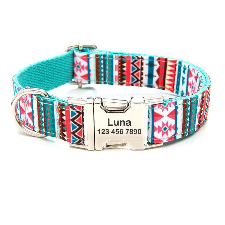 Color Print Personalized Dog Collar with Bow Tie & Leash Set - iTalkPet