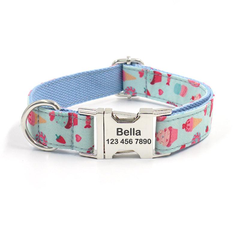 Color Print Personalized Dog Collar with Leash Set - iTalkPet