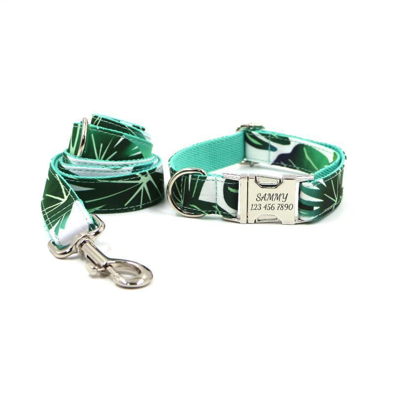 Color Print Personalized Dog Collar with Leash Set - iTalkPet