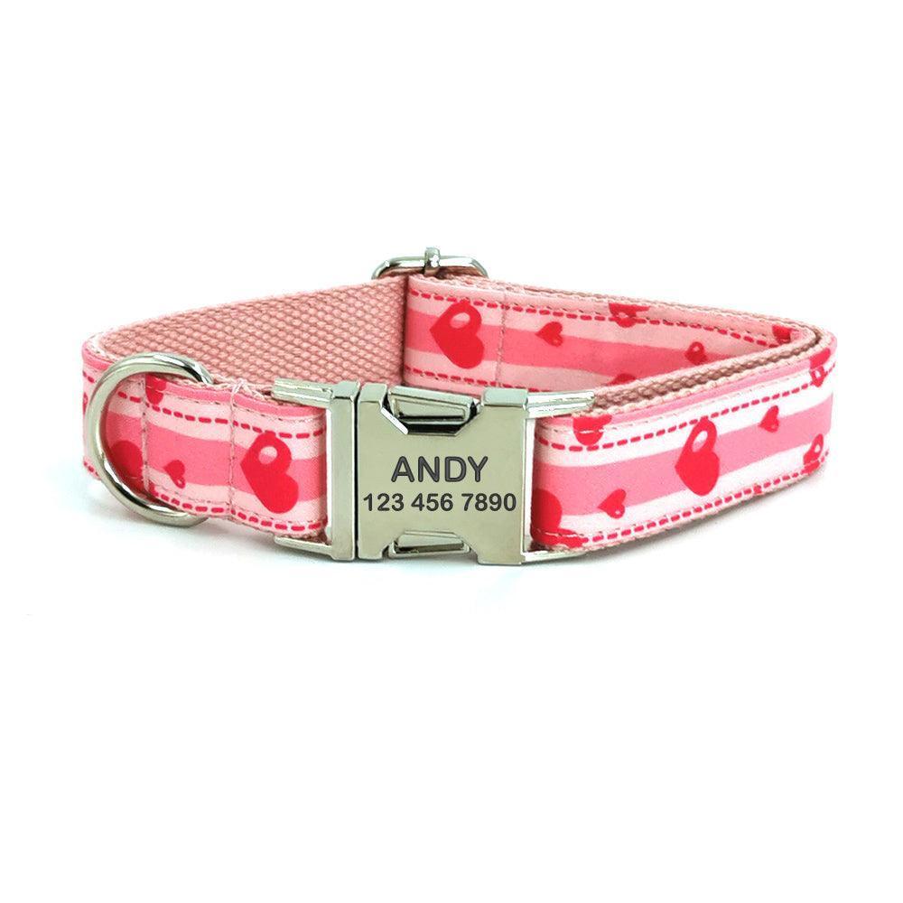 Color Print Personalized Dog Collar with Leash Set - iTalkPet