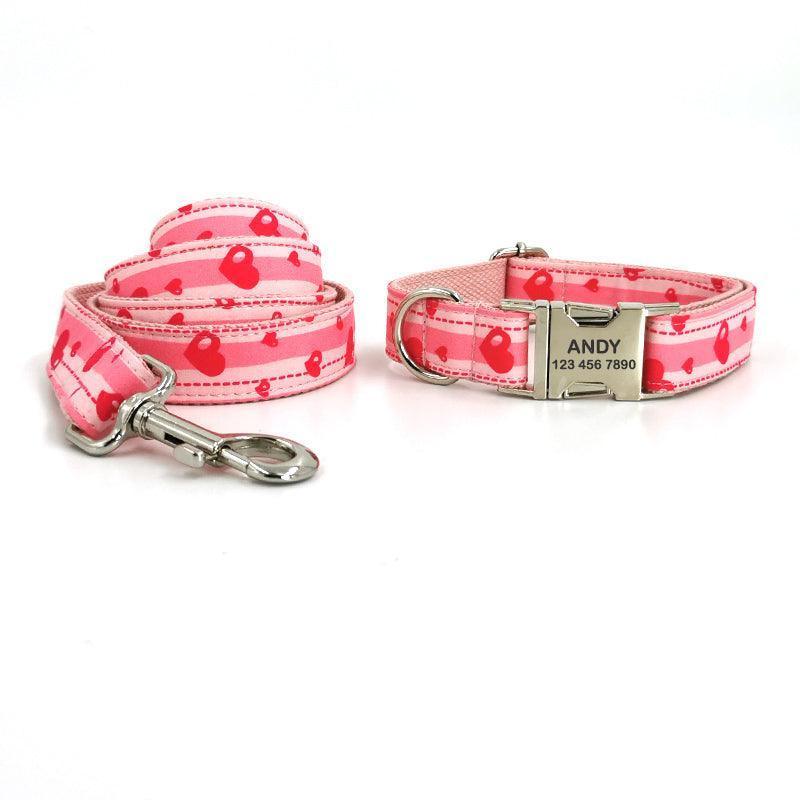 Color Print Personalized Dog Collar with Leash Set - iTalkPet