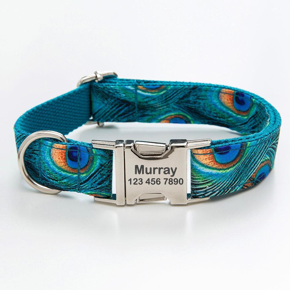 Color Print Personalized Dog Collar with Leash Set - iTalkPet