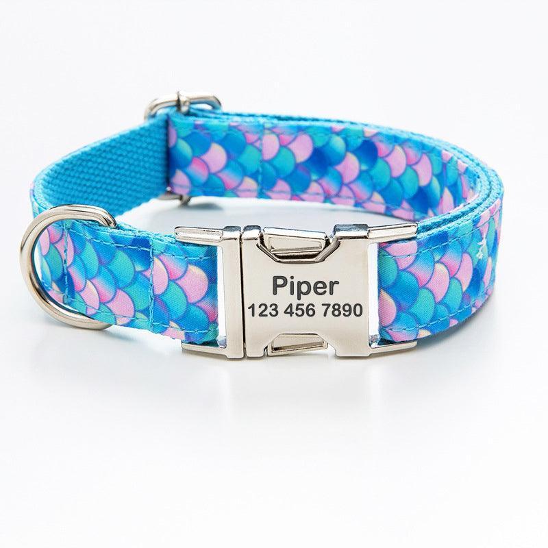 Color Print Personalized Dog Collar with Leash Set - iTalkPet