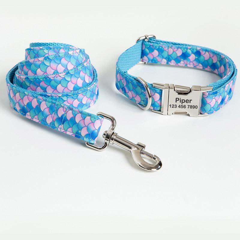 Color Print Personalized Dog Collar with Leash Set - iTalkPet