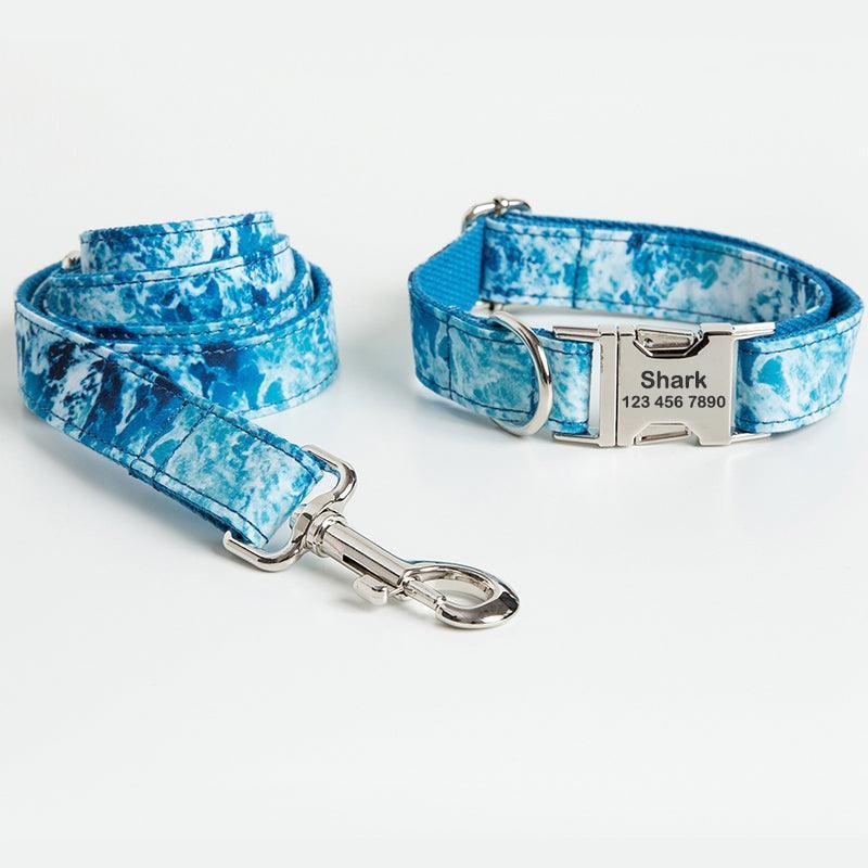 Color Print Personalized Dog Collar with Leash Set - iTalkPet