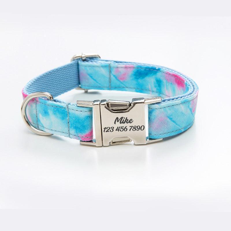 Color Print Personalized Dog Collar with Leash Set - iTalkPet