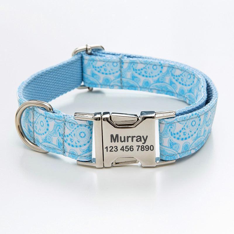 Color Print Personalized Dog Collar with Leash Set - iTalkPet