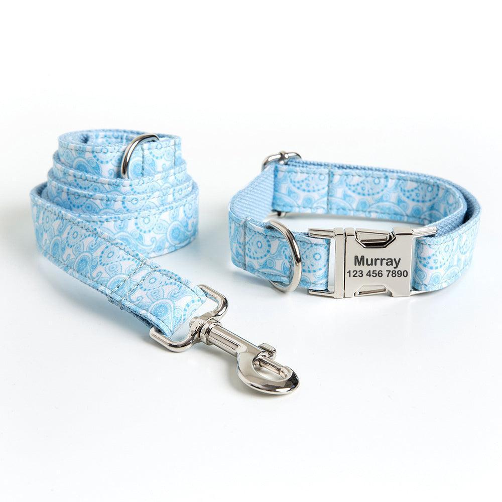 Color Print Personalized Dog Collar with Leash Set - iTalkPet