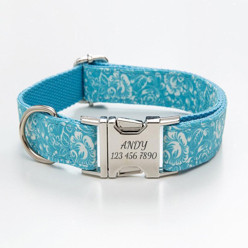 Color Print Personalized Dog Collar with Leash Set - iTalkPet