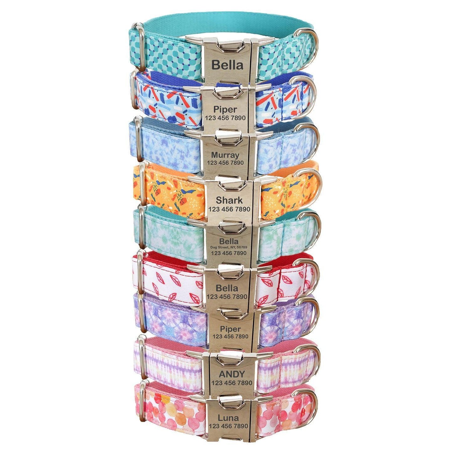 Colorful Print Soft Personalized Dog Collar Set - iTalkPet