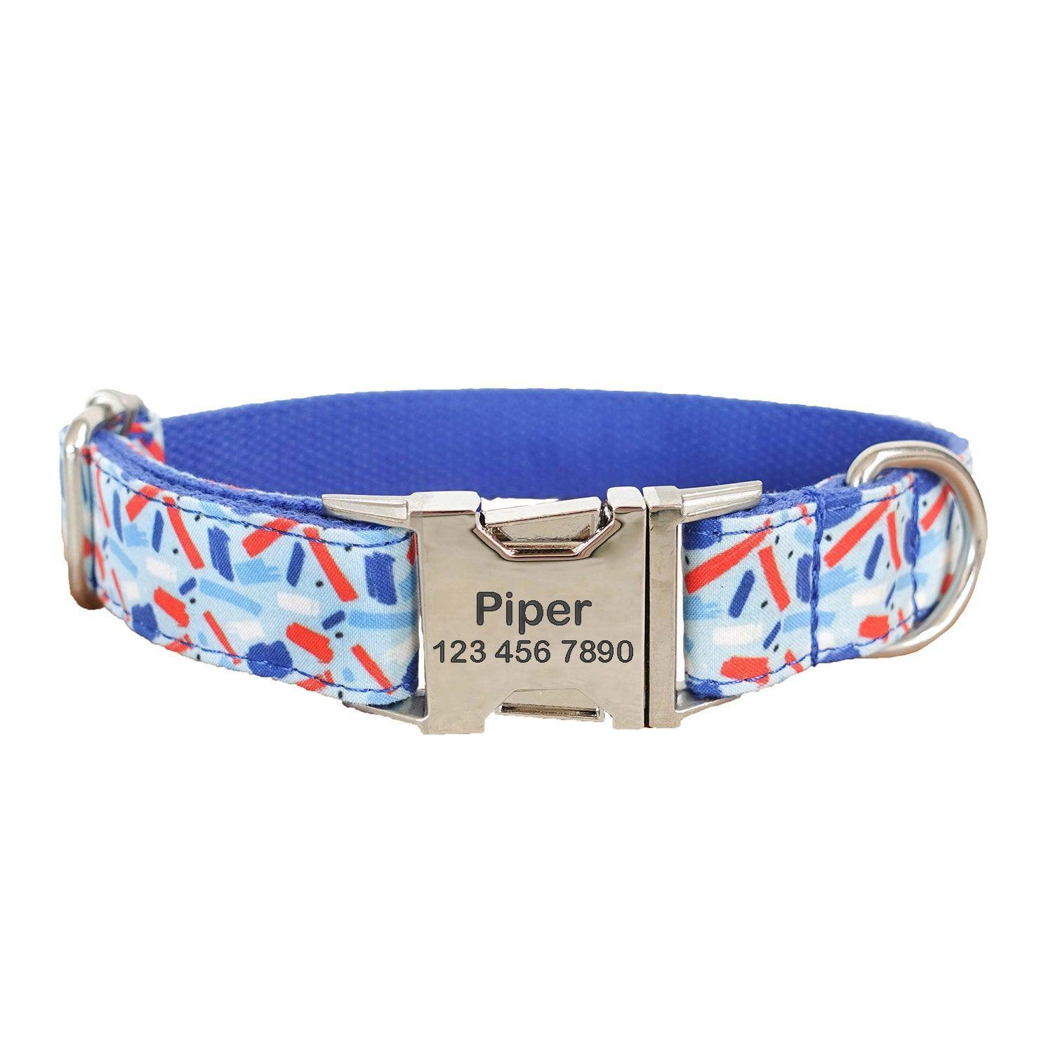 Colorful Print Soft Personalized Dog Collar Set - iTalkPet