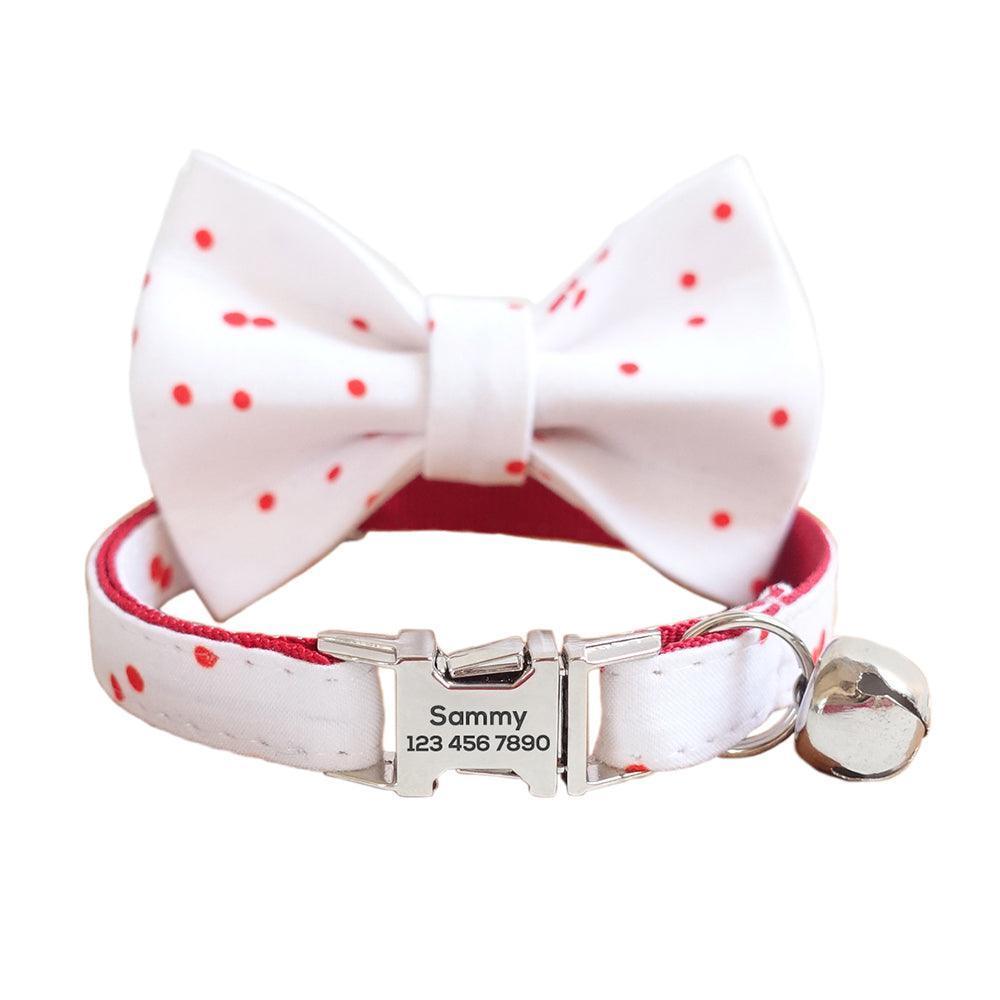 Cute Flower Adjustable Custom Cat Collar With Removable Bell & Bowtie - iTalkPet