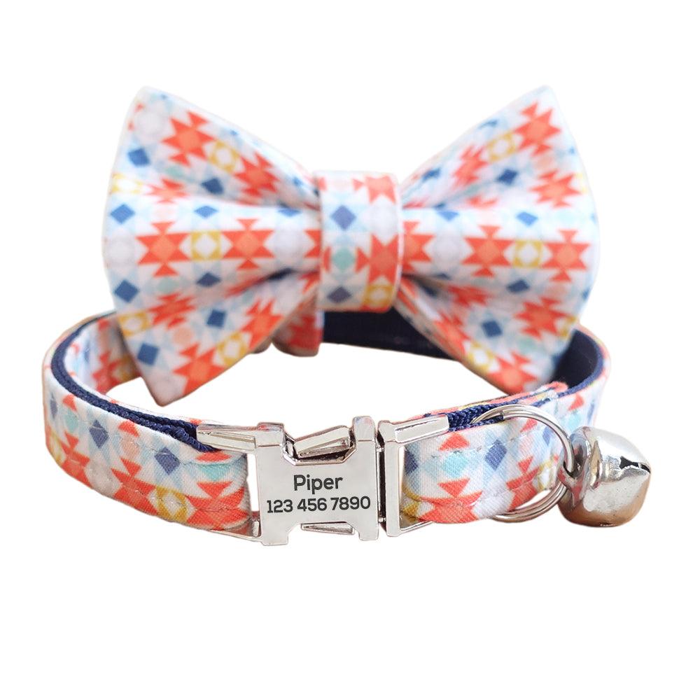Cute Flower Adjustable Custom Cat Collar With Removable Bell & Bowtie - iTalkPet