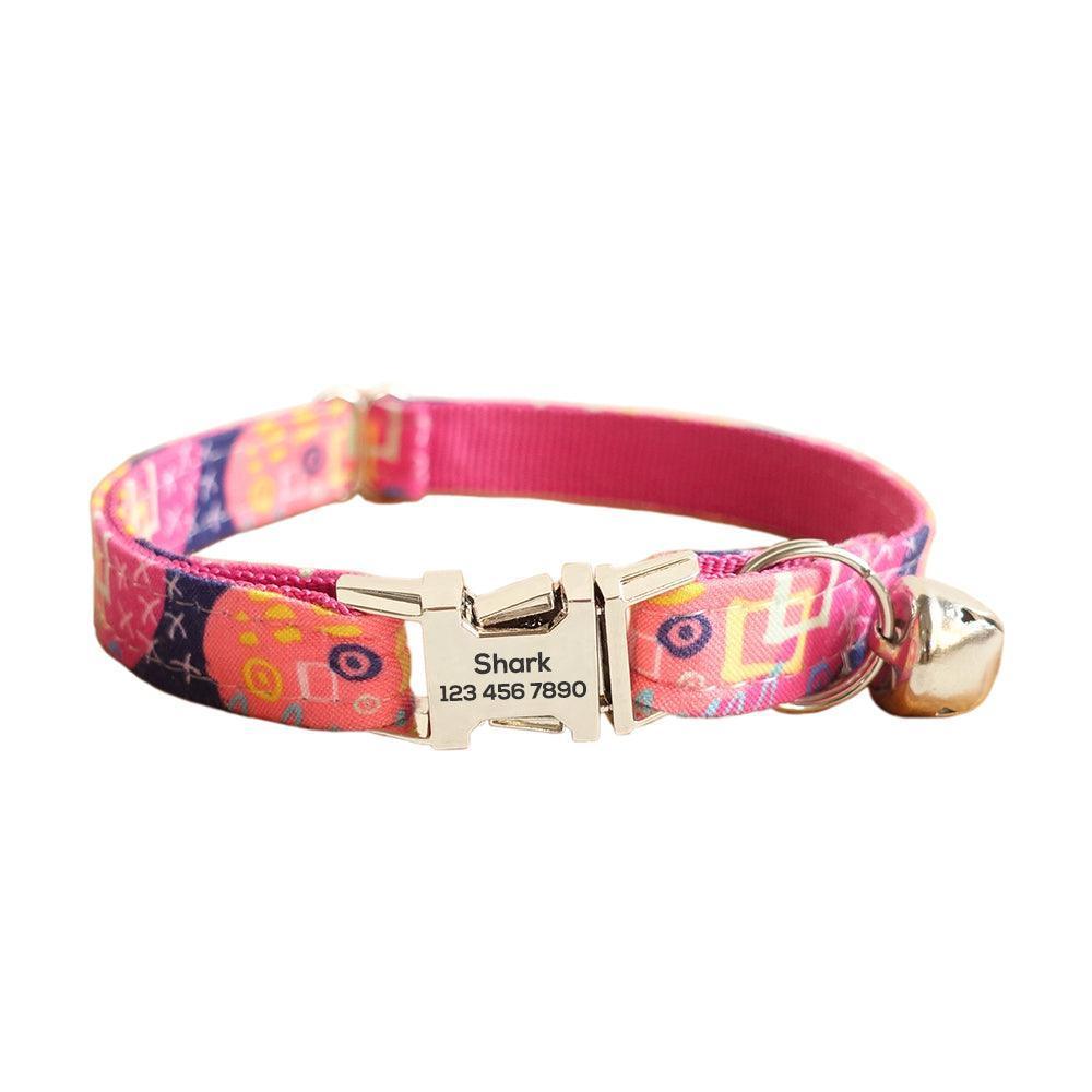 Cute Flower Adjustable Custom Cat Collar With Removable Bell & Bowtie - iTalkPet