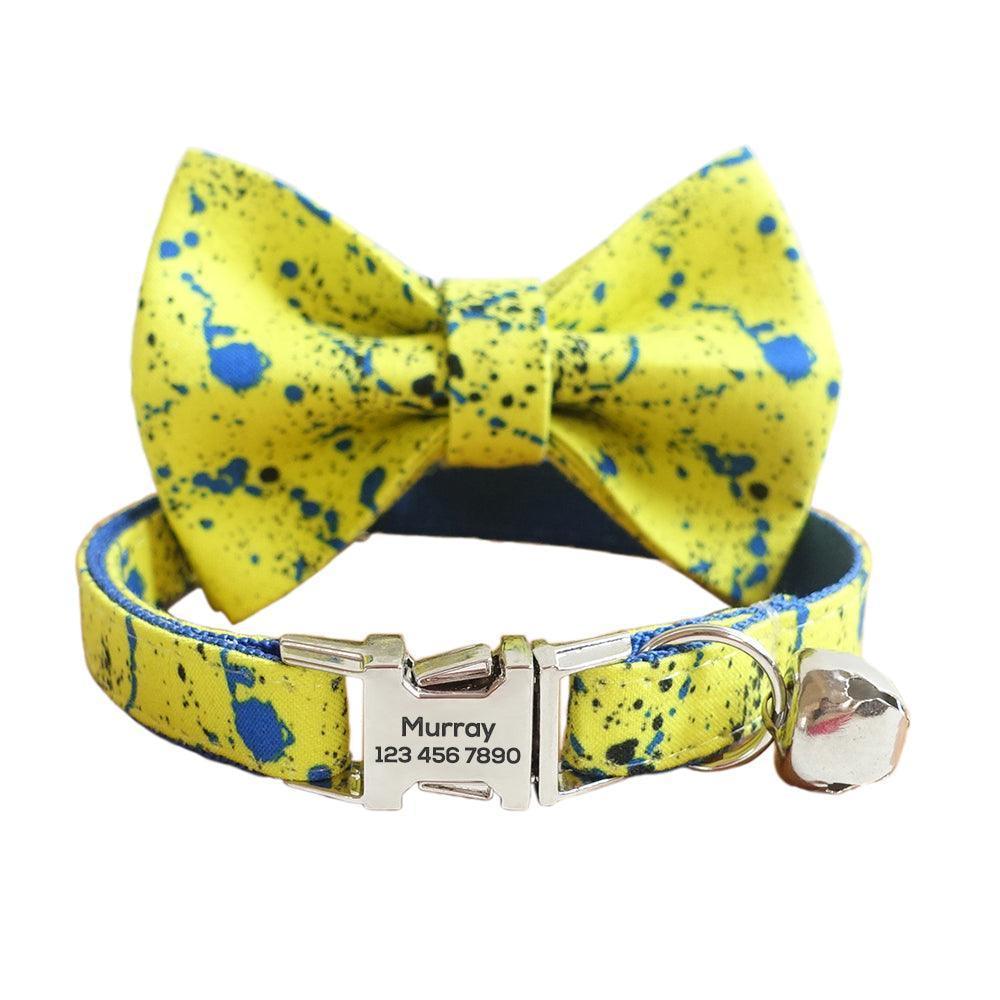 Cute Flower Adjustable Custom Cat Collar With Removable Bell & Bowtie - iTalkPet