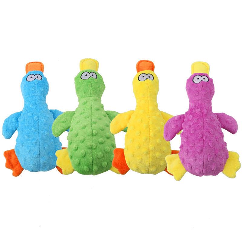 Durable Interactive Duck Crinkle Plush Squeaky Dog Toys - iTalkPet