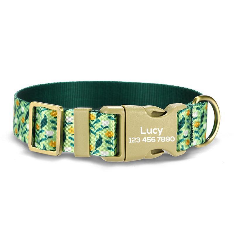 Flower Field Personalized Dog Collar with Leas & Bow tie Set - iTalkPet