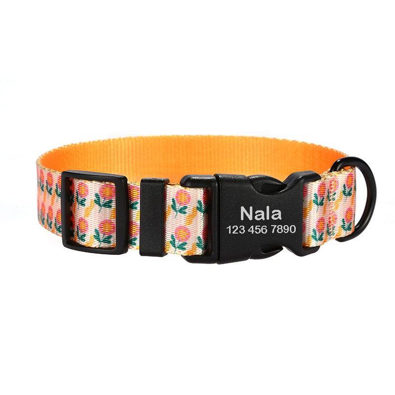 Flower Print Beautiful Personalized Dog Collar Set - iTalkPet