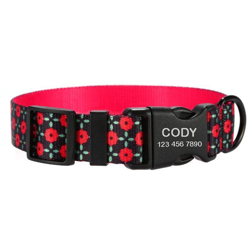 Flower Print Beautiful Personalized Dog Collar Set - iTalkPet