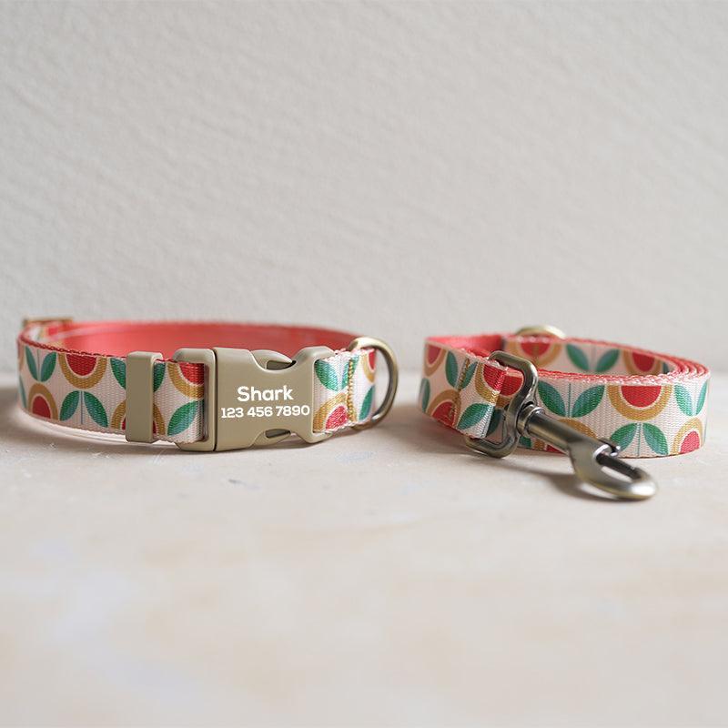 Flower Tea Personalized Dog Collar with Leas & Bow tie Set - iTalkPet