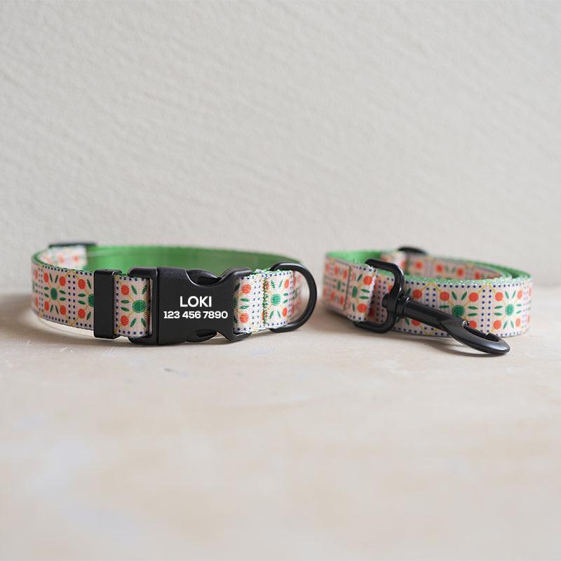 Fruit Biscuits Personalized Dog Collar with Leas & Bow tie Set - iTalkPet