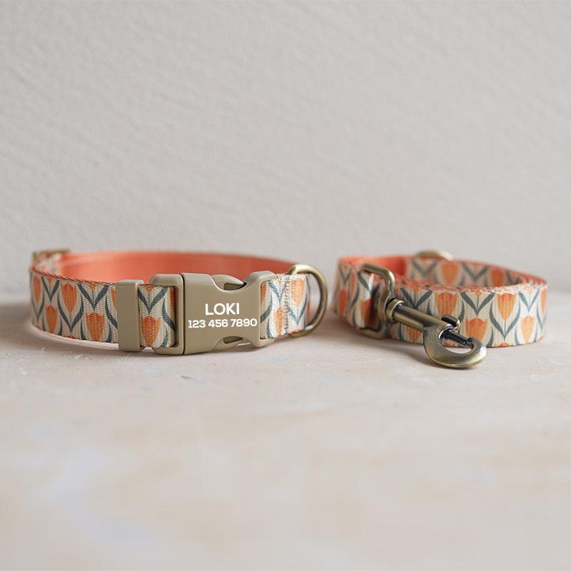 Gold Tulip Personalized Dog Collar with Leas & Bow tie Set - iTalkPet