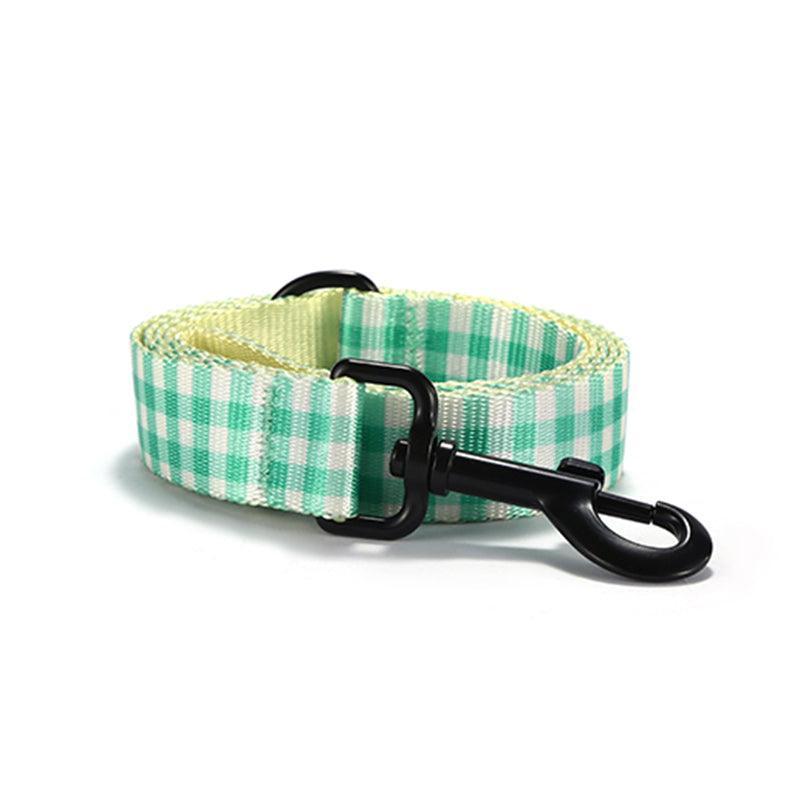 Green Plaid Personalized Dog Collar with Leas & Bow tie Set - iTalkPet