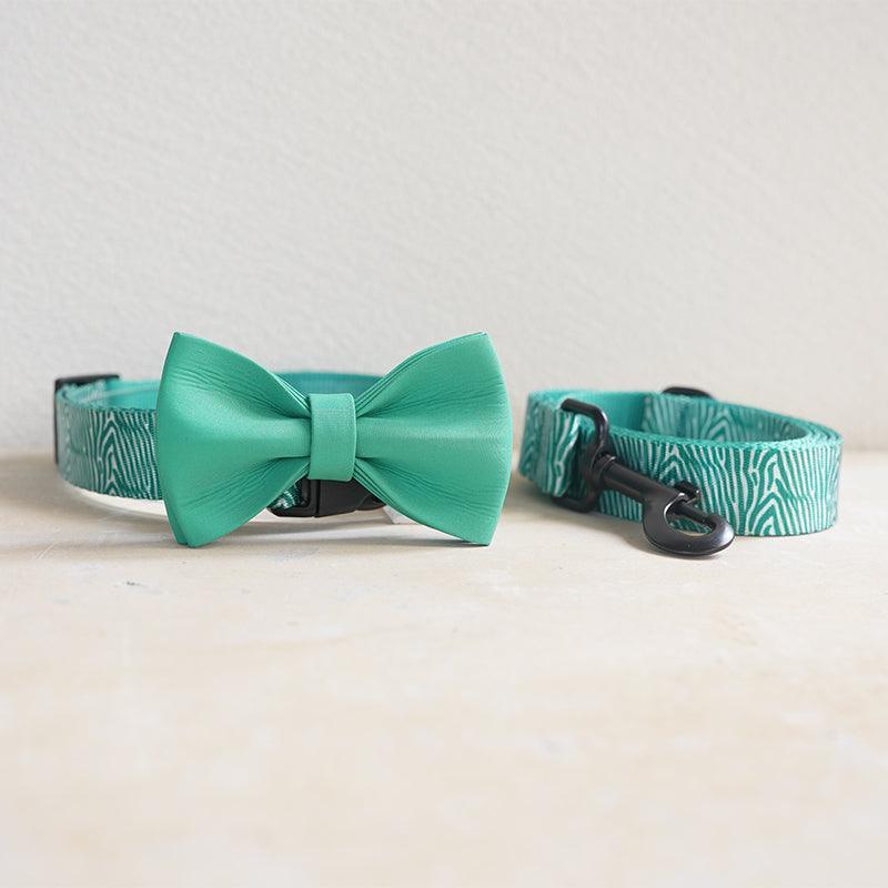 Green Zebra Personalized Dog Collar with Leas & Bow tie Set - iTalkPet