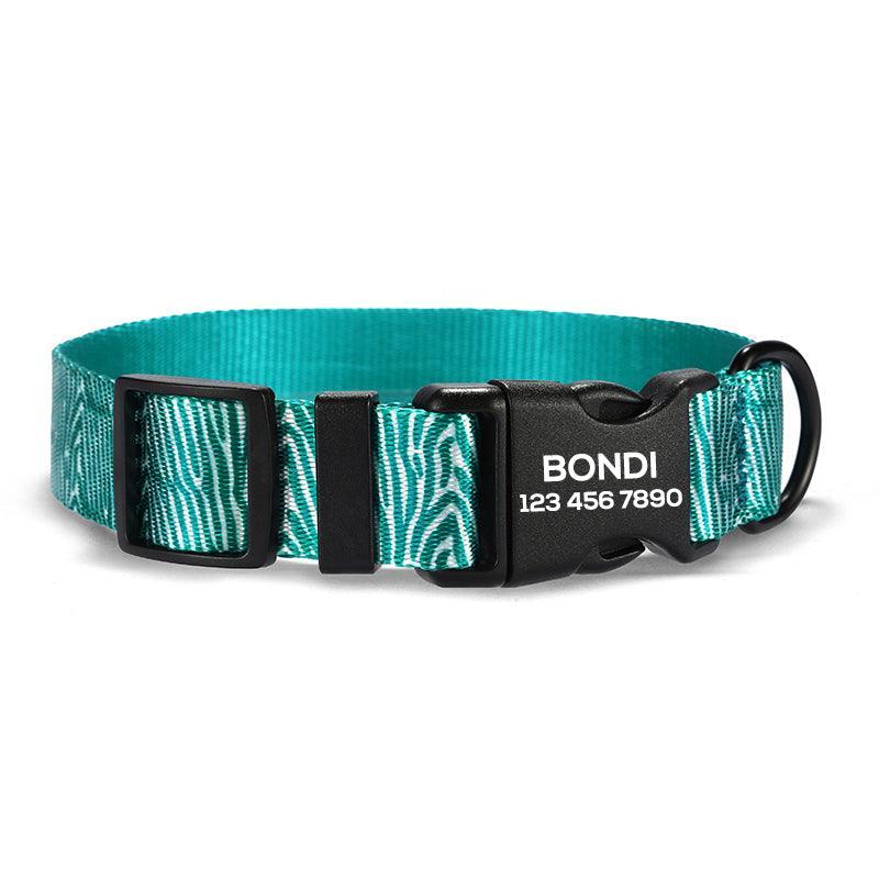 Green Zebra Personalized Dog Collar with Leas & Bow tie Set - iTalkPet